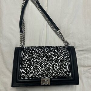 INC International Concepts Black and Silver Studded Shoulder Bag